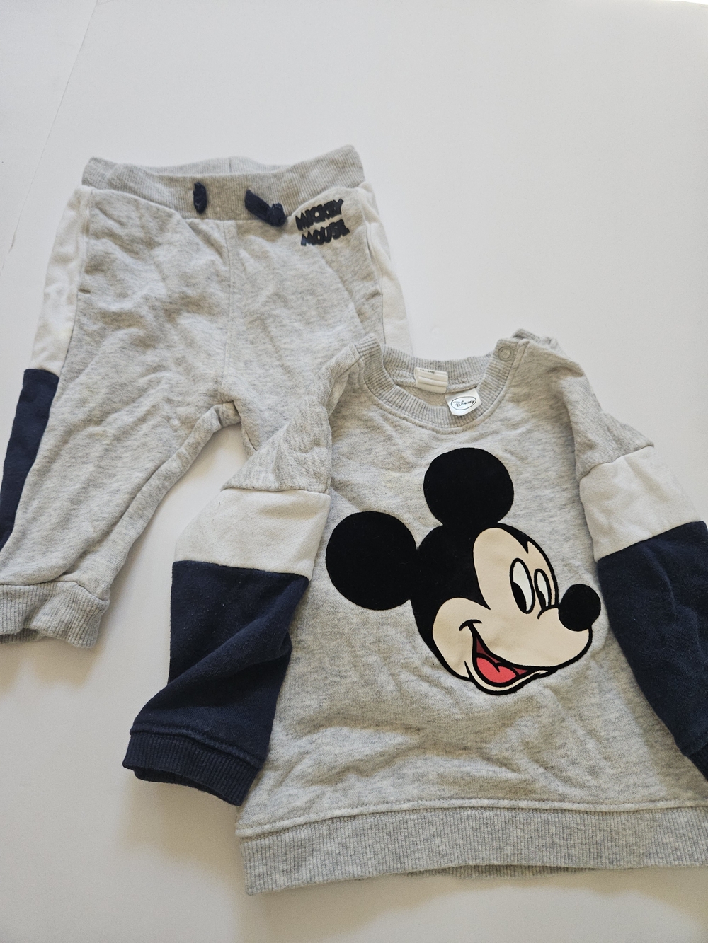 H&M Gray and Navy Mickey Mouse Sweater Set